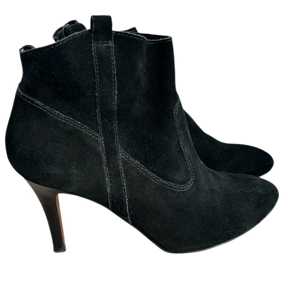 Nine West Black Suede Ankle Boots Size 9.5 Stiletto Heel Classic western